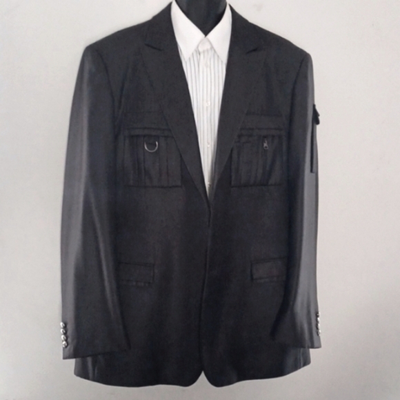 LANZINO UTILITARIAN Grey Blazer, XXL - Big & Tall - Picture 4 of 11